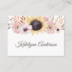 Elegant Feminine Sunflower Floral Business Card