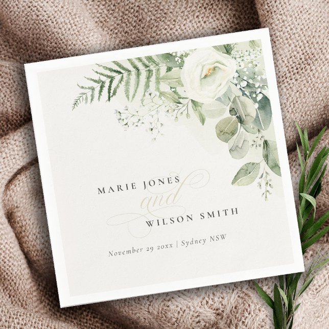 Elegant Fern Eucalyptus Greenery Foliage Wedding Napkin (Creator Uploaded)