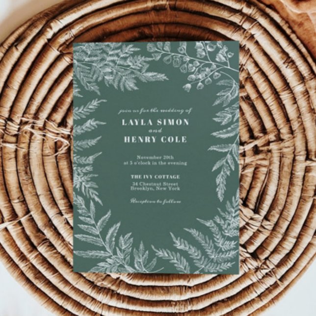 Elegant Fern Leaf Botanical Sage Green Wedding Invitation (Creator Uploaded)