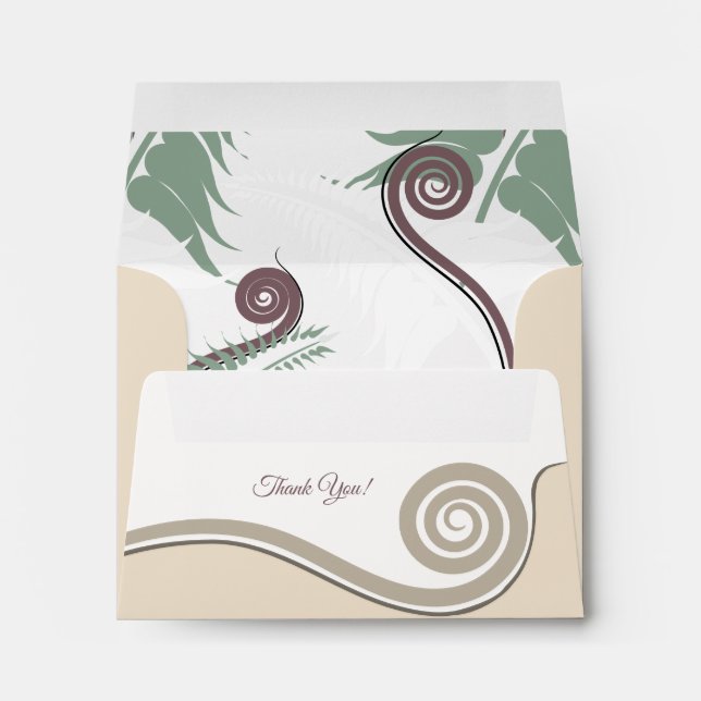 Elegant Fern Leaf Koru Swirl Curl RSVP Envelope (Back (Bottom))