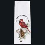 Elegant Festive Beautiful Christmas Cardinal Wine Gift Bag<br><div class="desc">Sophisticated design of just a simple red Cardinal on a pine cone with Merry Christmas on one side and Happy New Year on the other.
Traditional and beautiful!</div>
