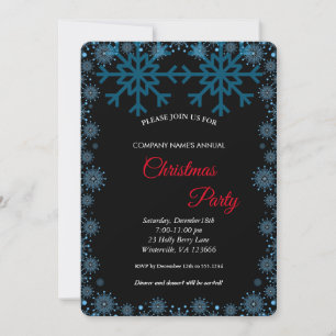 Elegant Festive Blue Flakes Invitation