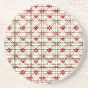 Elegant Festive Christmas Plaid Coaster