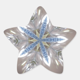 Elegant Festive Christmas Star Shiny Blue White Star Sticker