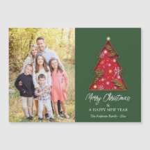 Elegant Festive Christmas Tree Family Photo Card