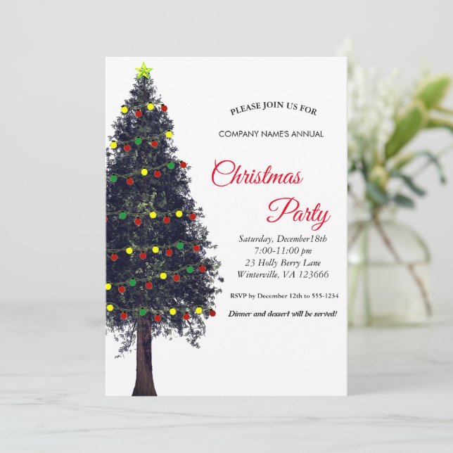 Elegant festive Christmas tree Invitation (Standing Front)