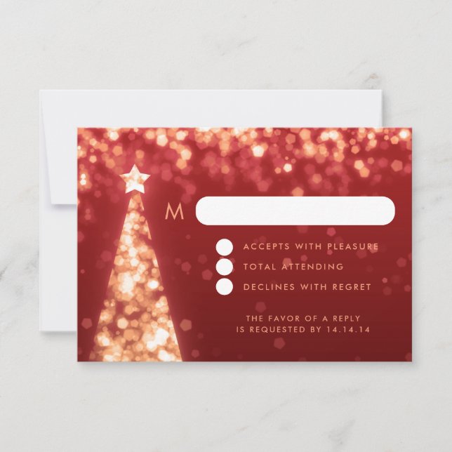 Elegant Festive Christmas Wedding RSVP Gold (Front)