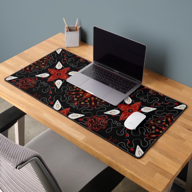 Elegant, festive feel symmetrical floral pattern desk mat (Office 2)