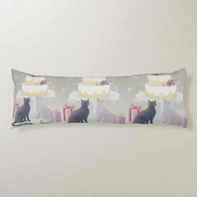 Elegant Festive Feline Celebration Body Cushion (Front)
