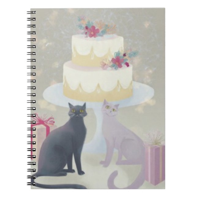 Elegant Festive Feline Celebration Notebook (Front)
