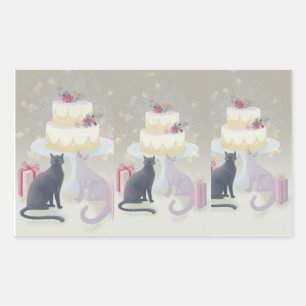 Elegant Festive Feline Celebration Rectangular Sticker