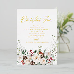 Elegant Festive Floral Oh What Fun Holiday Party