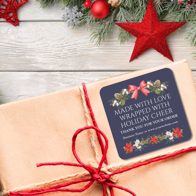 Elegant Festive Floral Thank You For Your Order Square Sticker (Creator Uploaded)