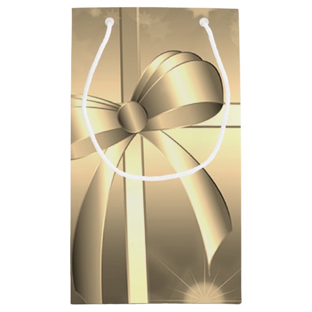Elegant Festive Gold Bow Small Gift Bag (Back)