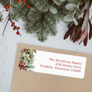 Elegant Festive Greenery Holiday Return Address Label