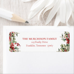 Elegant Festive Greenery Holiday Return Address Label