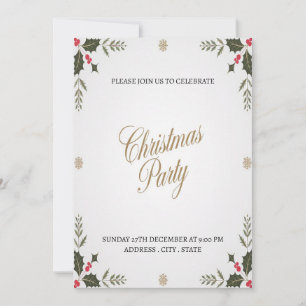 Elegant Festive Happy Christmas Party Invitation