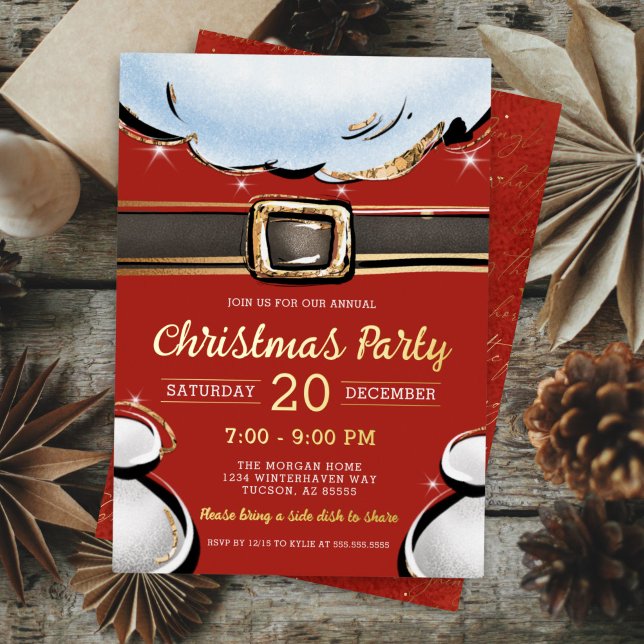 Elegant Festive Modern Corporate Christmas Party (elegant gold foil christmas party invitation for corporate holiday party family christmas party)