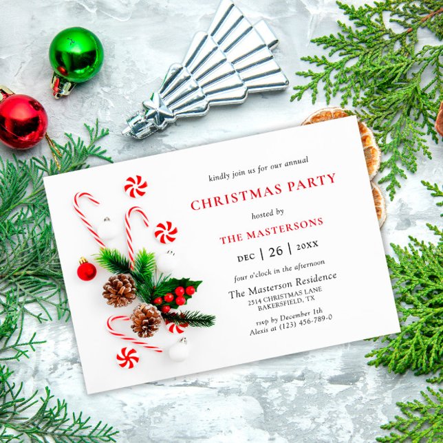 Elegant Festive Ornament Christmas Holiday Party Invitation (Creator Uploaded)