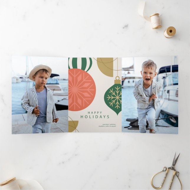 Elegant Festive Ornament Holiday Greeting Card (Inside)