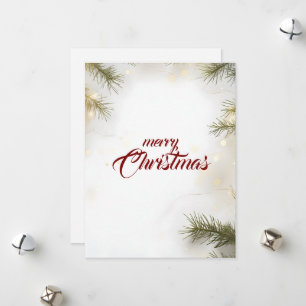 Elegant Festive Pine Branches & Lights Non-Photo Holiday Card