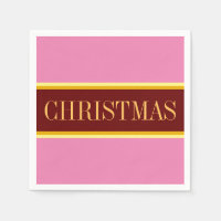 Elegant Festive Pink Red White CHRISTMAS Stripes