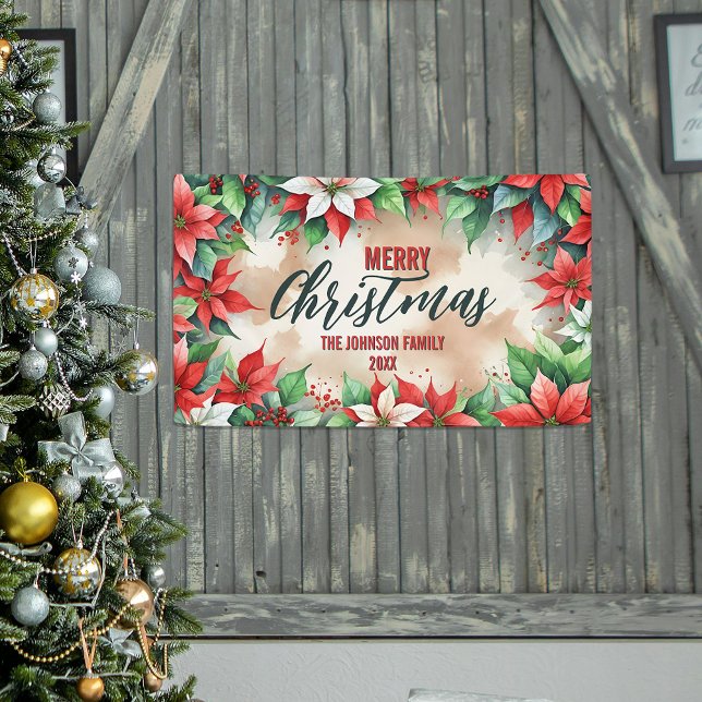 Elegant Festive Red and White Poinsettia Christmas Banner (Creator Uploaded)