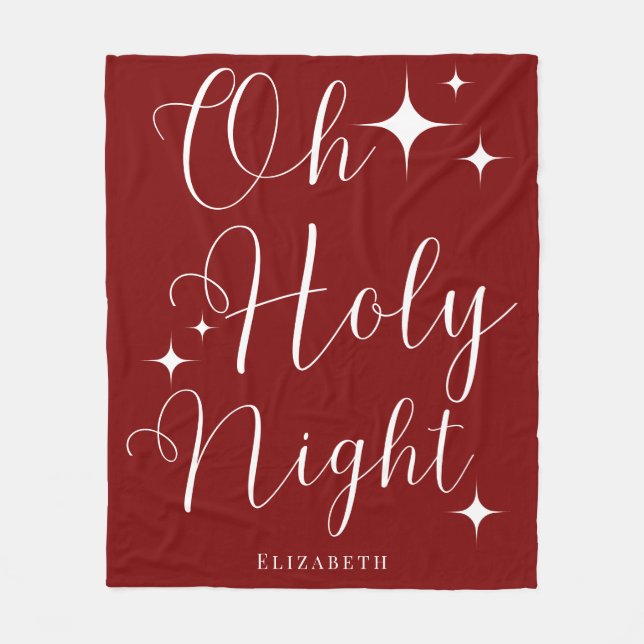 Elegant Festive Red White Personalised Christmas  Fleece Blanket (Front)