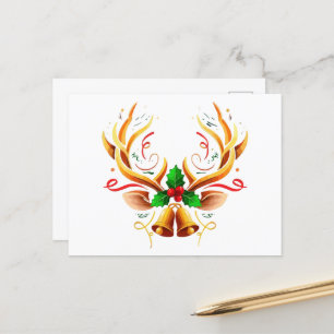 Elegant Festive Reindeer Antlers Modern Christmas Postcard