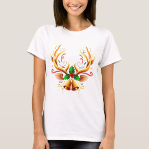 Elegant Festive Reindeer Antlers Modern Christmas T-Shirt