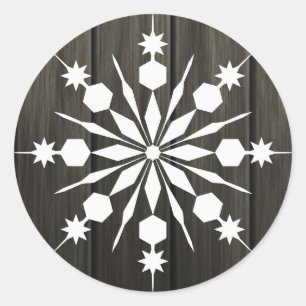 Elegant Festive Rustic Snowflake Christmas Classic Round Sticker