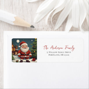 Elegant Festive Santa Christmas Return Address Label