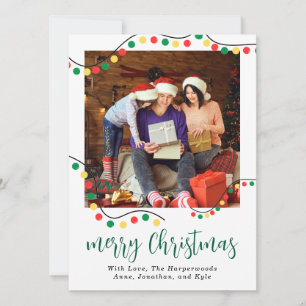  Elegant Festive String Lights Christmas 1 Photo Holiday Card