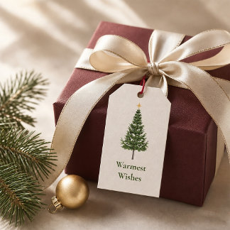 Elegant Festive Tree Gift Tag with Custom Message