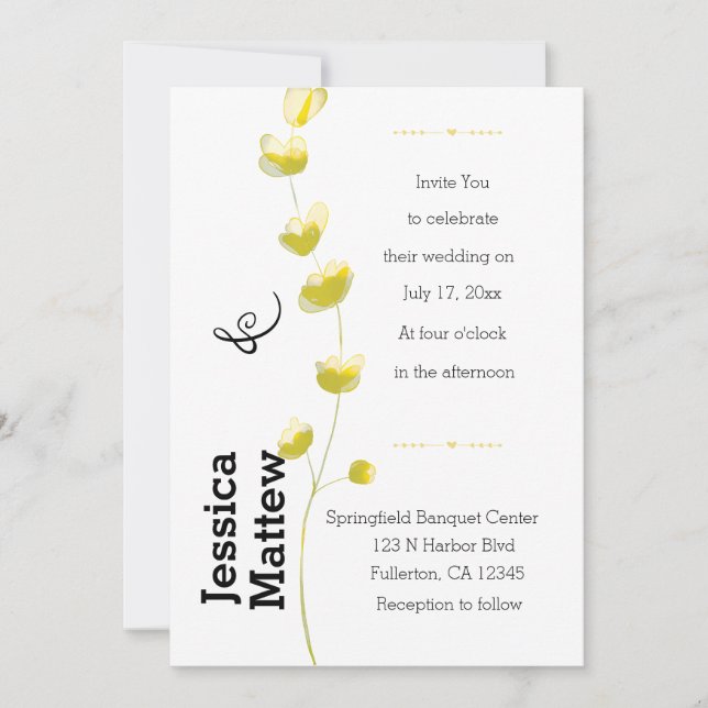 Elegant Field Flower Boho Wedding Invitation (Front)