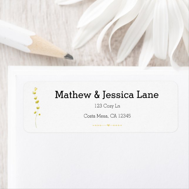 Elegant Field Flower Boho Wedding Invitation Return Address Label (Insitu)