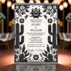 Elegant Fiesta Cactus Floral Mexican Wedding Invitation