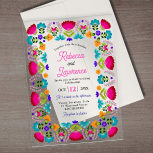 Elegant fiesta wedding acrylic invitations