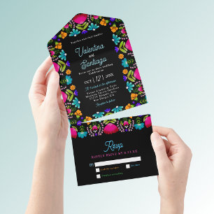 Elegant fiesta wedding all in one invitation