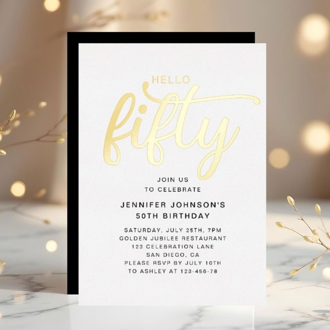 Elegant Fifty 50th Birthday Gold (Elegant Fifty 50th Birthday Gold Foil Invitation)