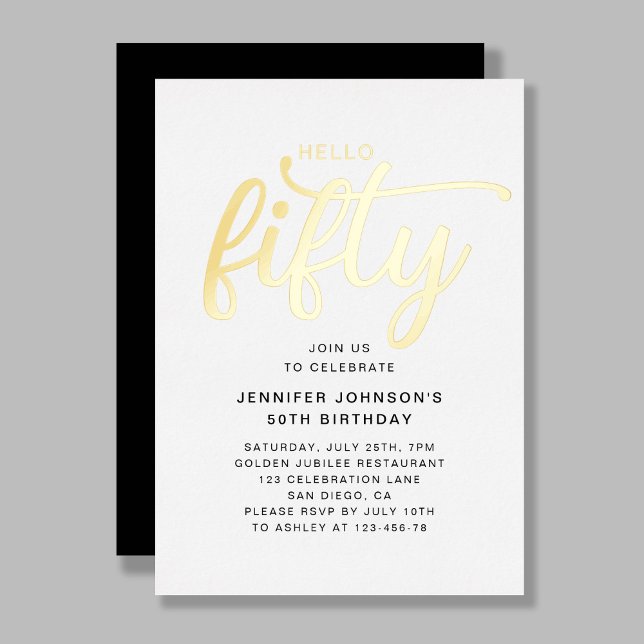 Elegant Fifty 50th Birthday Gold (Elegant Fifty 50th Birthday Gold Foil Invitation)