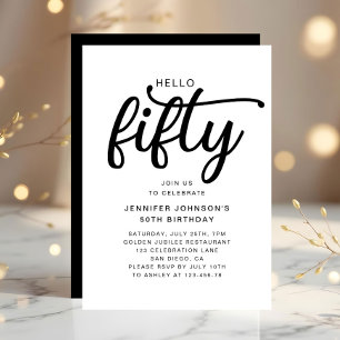 Elegant Fifty 50th Birthday  Invitation