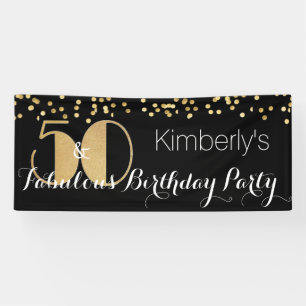 Elegant Fifty and Fabulous 50th Birthday Party Banner