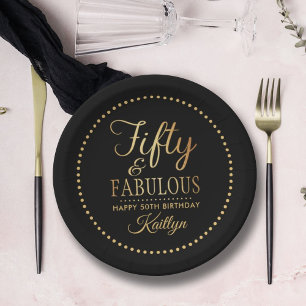 Elegant Fifty and Fabulous! 50th Birthday Party Paper Plate
