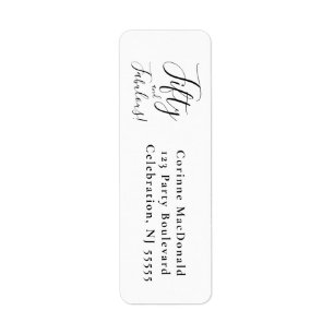 Elegant Fifty and Fabulous 50th Birthday Party Return Address Label