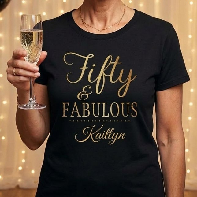 Elegant Fifty and Fabulous! 50th Birthday Party T-Shirt (Creator Uploaded)