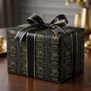 Elegant Fifty and Fabulous! 50th Birthday Party Wrapping Paper