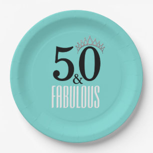 Elegant Fifty and Fabulous Tiara Tiffany Inspired Paper Plate