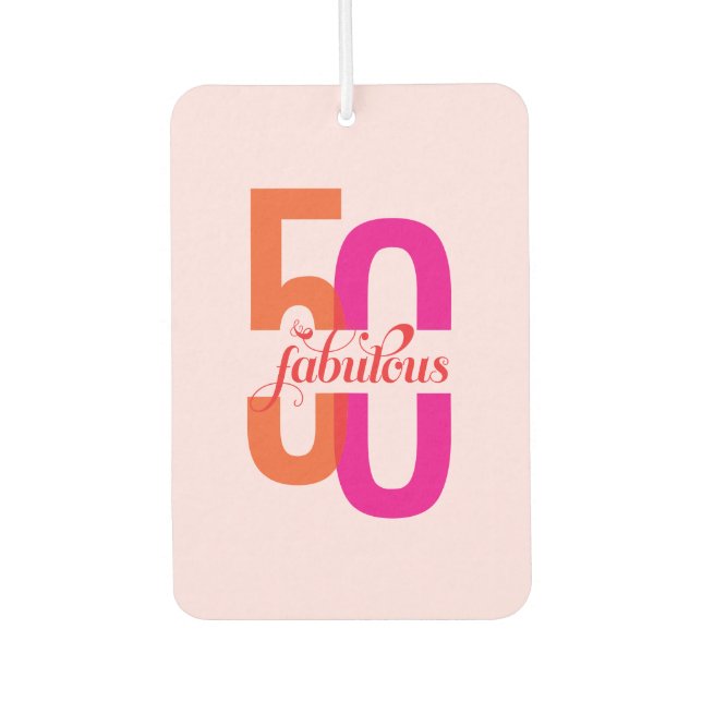 Elegant Fifty & Fabulous 50th Birthday Car Air Freshener (Front)