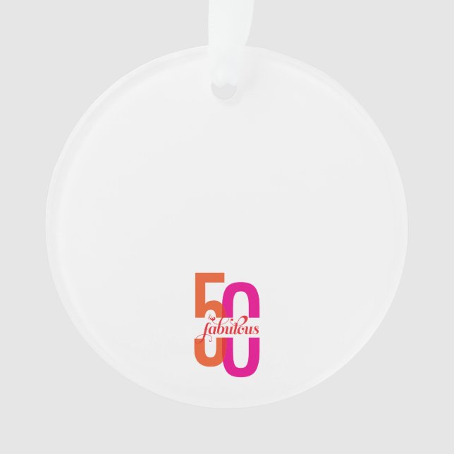 Elegant Fifty & Fabulous 50th Birthday Ornament (Front)